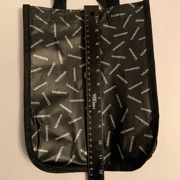 Lululemon Reusable Shopping Bag Shopper Logo All Over Print Small Snap Closure - Picture 9 of 11